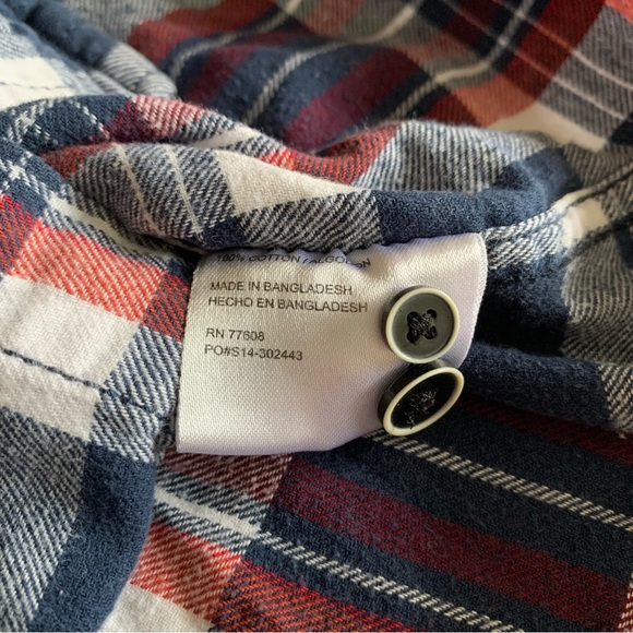 J. Peterman Flannel Shirt Mens Sz XL Red Blue Plaid Tartan Long Sleeve Button Up - Picture 8 of 12